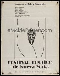 6g021 BEST OF THE NEW YORK EROTIC FILM FESTIVAL Spanish 18x23 '70 wild devil's head artwork!