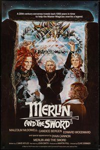 6h033 ARTHUR THE KING 1sh '85 cool Joann fantasy art of Malcolm, McDowell, Merlin & the Sword!