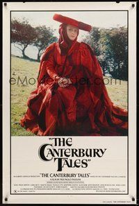 6h071 CANTERBURY TALES 1sh '80 Pier Paolo Pasolini, image of woman in wild red outfit!