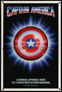 6h072 CAPTAIN AMERICA teaser 1sh '90 Marvel Comics superhero, cool image of shield!