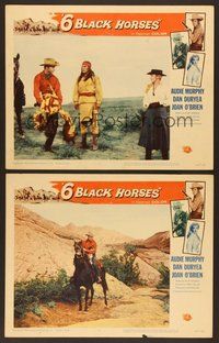6j867 6 BLACK HORSES 2 LCs '62 Audie Murphy, sexy Joan O'Brien!