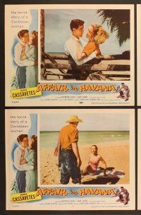 6j029 AFFAIR IN HAVANA 8 LCs '57 John Cassavetes in Cuba, Sara Shane in swimsuit on beach!