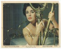 6k063 CAT ON A HOT TIN ROOF color 8x10 still #8 '58 sexy Elizabeth Taylor hanging on bed post!