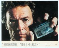 6k073 ENFORCER 8x10 mini LC #2 '76 super close up of Clint Eastwood as Dirty Harry with badge!