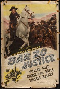 6p097 HOPALONG CASSIDY style A stock 1sh '40s William Boyd as Hopalong Cassidy, Bar 20 Justice!