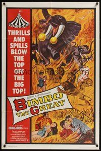 6p135 BIMBO THE GREAT 1sh '61 Rivalen der Manege, German circus, action-packed big top artwork!