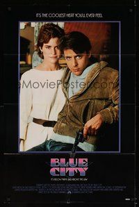 6p149 BLUE CITY int'l 1sh '85 cool image of Judd Nelson w/revolver, Ally Sheedy!