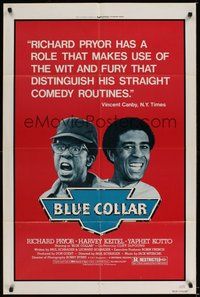 6p150 BLUE COLLAR 1sh '78 great image of smiling Richard Pryor, Harvey Keitel!