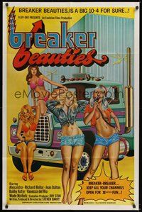 6p167 BREAKER BEAUTIES 1sh '77 sexy trucker girls in bikinis with CB radios, a big 10-4 for sure!