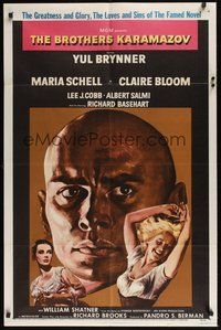 6p178 BROTHERS KARAMAZOV 1sh '58 huge headshot of Yul Brynner, sexy Maria Schell & Claire Bloom!