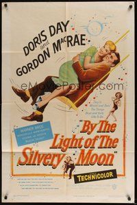 6p190 BY THE LIGHT OF THE SILVERY MOON 1sh '53 great romantic artwork of Doris Day & Gordon McRae!