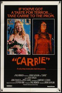 6p203 CARRIE 1sh '76 Stephen King, Sissy Spacek before and after her bloodbath at the prom!