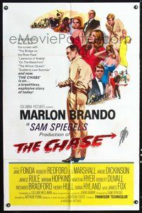 6p217 CHASE 1sh '66 Marlon Brando, Jane Fonda, Robert Redford, directed by Arthur Penn!