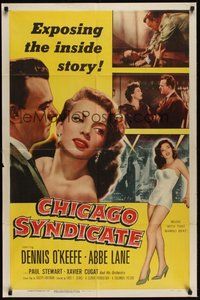 6p221 CHICAGO SYNDICATE 1sh '55 full-length sexy Abbe Lane, Dennis O'Keefe, the inside story!