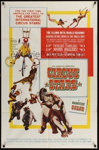 6p230 CIRCUS STARS 1sh '60 cool Russian traveling circus artwork with bears, tiger & elephant!