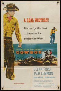 6p251 COWBOY 1sh '58 Glenn Ford & Jack Lemmon, it's really the best because it's really the west!