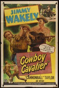 6p252 COWBOY CAVALIER 1sh '48 Jimmy Wakely w/guitar & Dub Cannonball Taylor!
