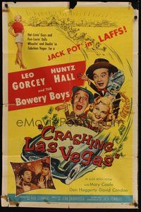 6p256 CRASHING LAS VEGAS 1sh '56 Huntz Hall & the Bowery Boys gambling with sexy Mary Castle!