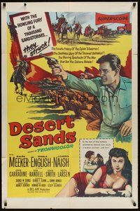 6p285 DESERT SANDS 1sh '55 with the howling fury of a thousand sandstorms, they struck!