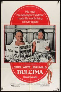 6p308 DULCIMA 1sh '72 John Mills & sexy Carol White in bed!