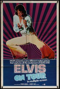 6p322 ELVIS ON TOUR int'l 1sh '72 classic artwork of Elvis Presley singing into microphone!