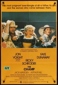 6p213 CHAMP English 1sh '79 different image of Jon Voight with Ricky Schroder, Faye Dunaway!