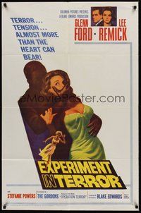 6p331 EXPERIMENT IN TERROR 1sh '62 Glenn Ford, Lee Remick, more tension than the heart can bear!