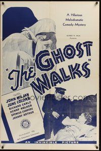 6p386 GHOST WALKS 1sh R40s cool artwork, hilarious comedy mystery!!