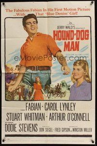 6p464 HOUND-DOG MAN 1sh '59 Fabian starring in his first movie with pretty Carol Lynley!