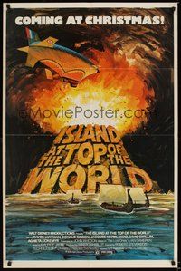 6p487 ISLAND AT THE TOP OF THE WORLD adv 1sh '74 Disney's adventure beyond imagination,different art