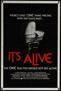 6p491 IT'S ALIVE 1sh R76 Larry Cohen, classic creepy baby carriage image!