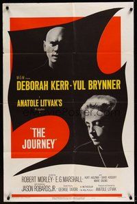 6p498 JOURNEY 1sh '58 close-up shadowy images of Yul Brynner, Deborah Kerr!