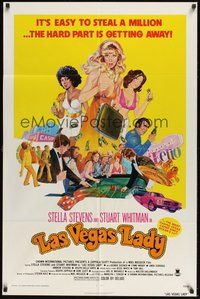 6p524 LAS VEGAS LADY 1sh '75 sexy art of gambling gangster gals, it's easy to steal a million!