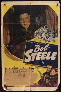 6p154 BOB STEELE stock 1sh '40s cowboy Bob Steele in western action!