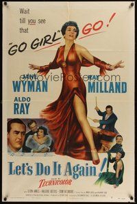 6p536 LET'S DO IT AGAIN 1sh '53 Ray Milland, art of sexy go go girl Jane Wyman!