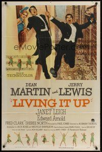 6p546 LIVING IT UP 1sh '54 sexy Janet Leigh watches wacky Dean Martin & Jerry Lewis!