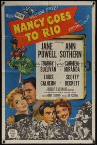 6p625 NANCY GOES TO RIO 1sh '50 Jane Powell, Ann Sothern, Barry Sullivan, Carmen Miranda!