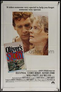 6p658 OLIVER'S STORY 1sh '78 romantic close-up of Ryan O'Neal & Candice Bergen!