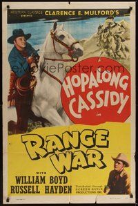 6p715 HOPALONG CASSIDY style C stock 1sh '40s William Boyd as Hopalong Cassidy, Range War!