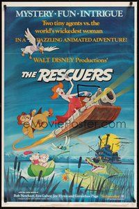 6p725 RESCUERS 1sh '77 Disney mouse mystery adventure cartoon from the depths of Devil's Bayou!