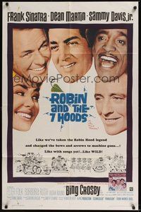 6p739 ROBIN & THE 7 HOODS 1sh '64 Frank Sinatra, Dean Martin, Sammy Davis Jr, Crosby, Rat Pack!