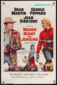 6p750 ROUGH NIGHT IN JERICHO style A 1sh '67 Dean Martin & George Peppard with guns drawn!