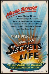 6p770 SECRETS OF LIFE 1sh '56 Disney True Life Adventure, nature's most intimate secrets!