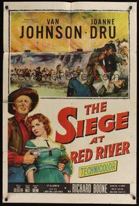 6p784 SIEGE AT RED RIVER 1sh '54 artwork of Van Johnson & Joanne Dru!