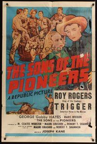 6p810 SONS OF THE PIONEERS style A 1sh R55 Roy Rogers, Maris Wrixon, Bob Nolan!