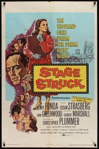 6p819 STAGE STRUCK 1sh '58 Henry Fonda, Susan Strasberg, Sidney Lumet directed!