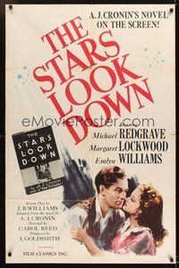 6p831 STARS LOOK DOWN 1sh '41 Carol Reed directed, Michael Redgrave, Margaret Lockwood!