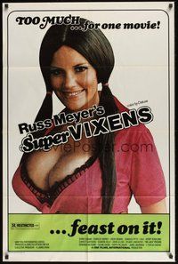 6p851 SUPER VIXENS 1sh '75 Russ Meyer, super sexy Shari Eubank is TOO MUCH for one movie!