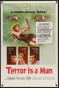 6p876 TERROR IS A MAN 1sh '59 H.G. Wells, a unique experience in motion picture terror!