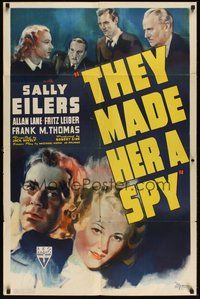 6p880 THEY MADE HER A SPY 1sh '39 artwork of Sally Eilers, Allan Lane, Fritz Leiber!